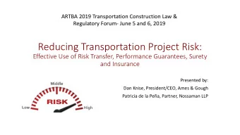 Reducing Transportation Project Risk:  Effective Use of Risk Transfer, Performance Guarantees,