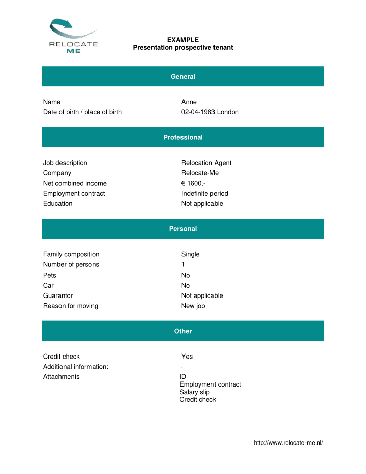 example presentation prospective tenant general name anne