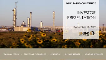 INVESTOR  PRESENTATION  December 11, 2019  FOCUS ON PEOPLE   |   STRIVE FOR EXCELLENCE   |   BE