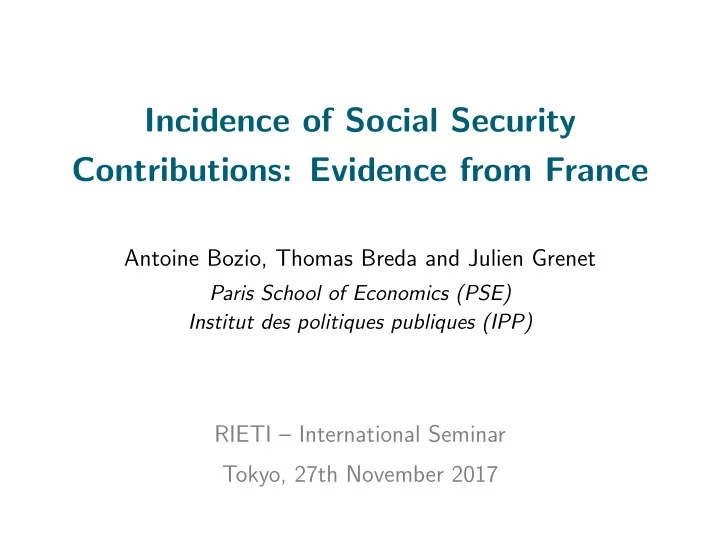 incidence of social security contributions evidence from