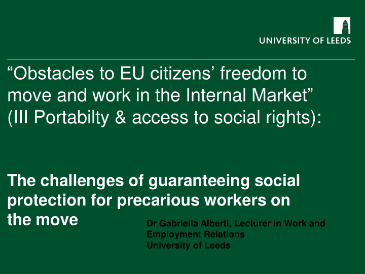 obstacles to eu citizens freedom to