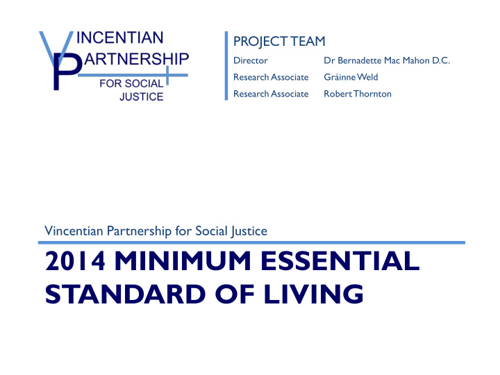 standard of living vincentian partnership for social