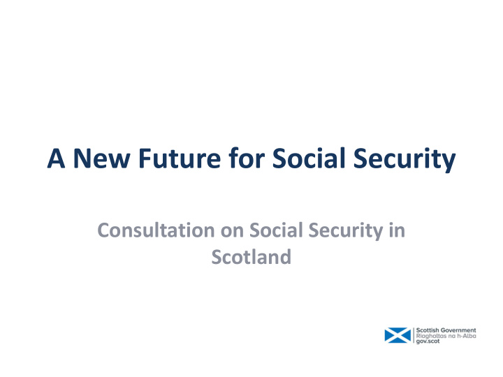 a new future for social security