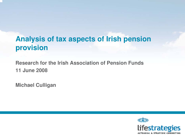 analysis of tax aspects of irish pension provision