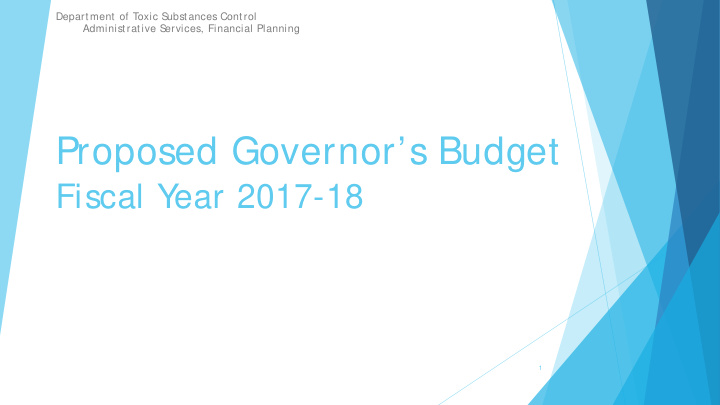 proposed governor s budget