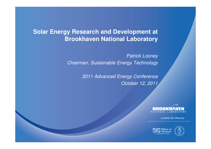 solar energy research and development at brookhaven