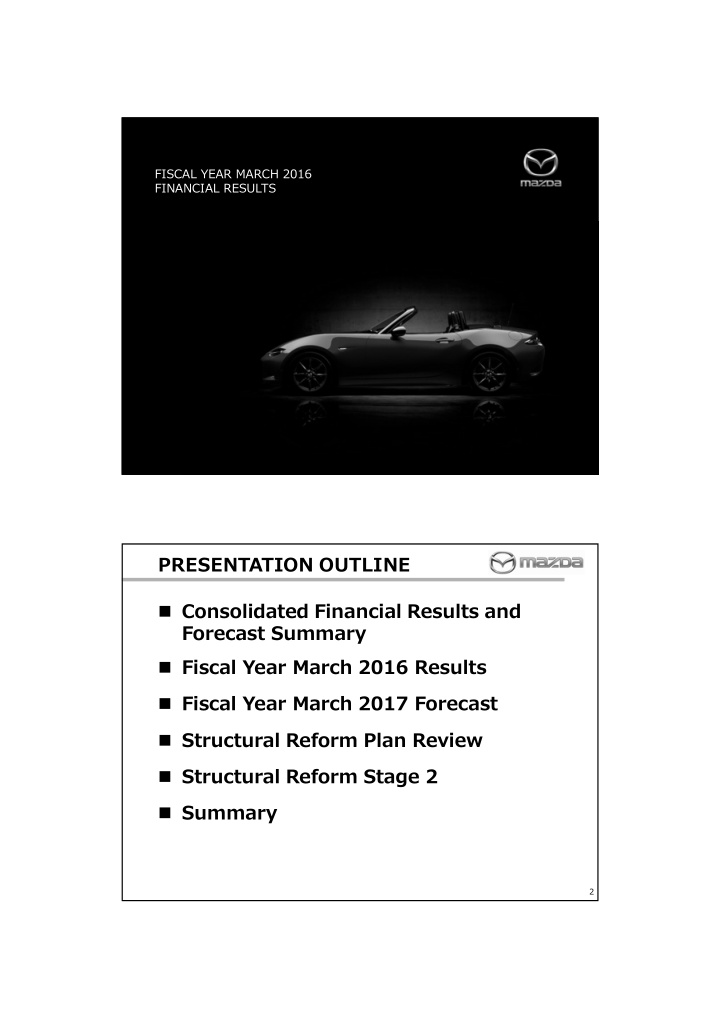 presentation outline consolidated financial results and