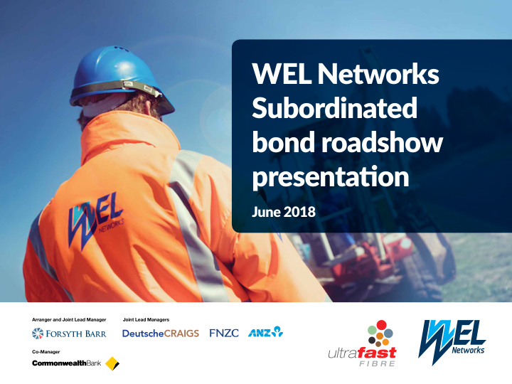 wel networks subordinated bond roadshow presentatjon