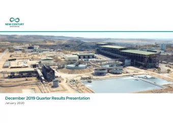 December 2019 Quarter Results Presentation  January 2020  Century Zinc Mine Processing Plant
