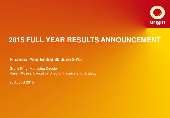 2015 full year results announcement