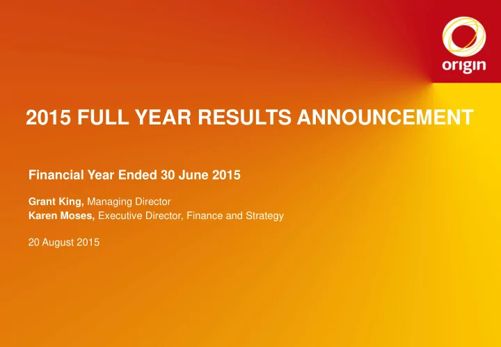 2015 full year results announcement