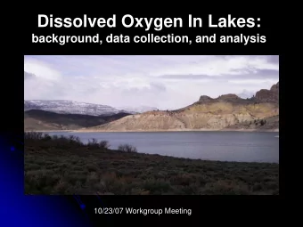 Dissolved Oxygen In Lakes:  background, data collection, and analysis  10/23/07 Workgroup Meeting