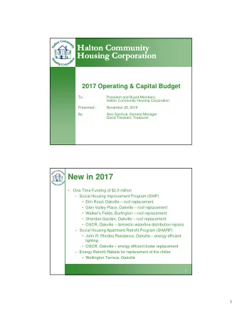 Halton Community  Halton Community  Housing Corporation  Housing Corporation  2017 Operating &amp;