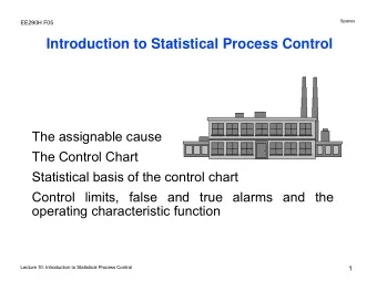 Introduction to Statistical Process Control  The assignable cause  The Control Chart  Statistical
