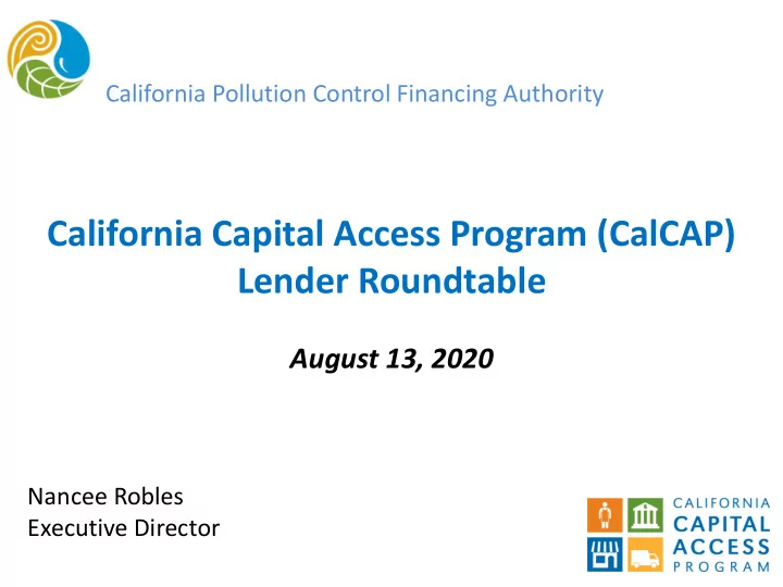 california capital access program calcap lender roundtable