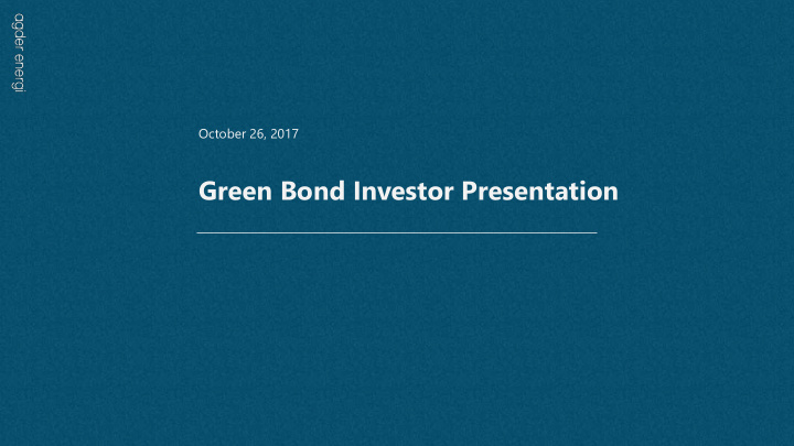 green bond investor presentation