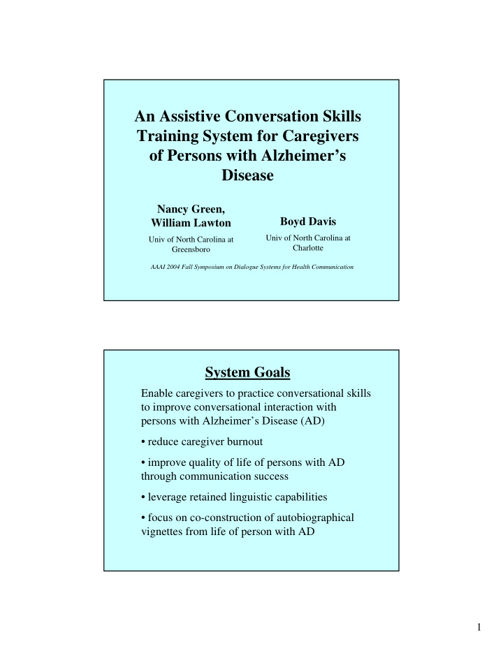an assistive conversation skills training system for