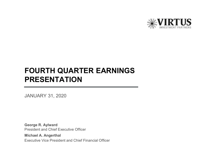 fourth quarter earnings presentation