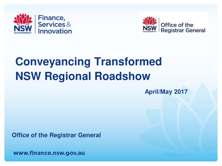 conveyancing transformed nsw regional roadshow