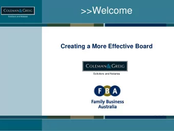 &gt;&gt;Welcome  Solicitors and Notaries  Creating a More Effective Board  Solicitors and Notaries