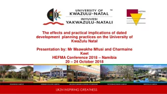 Presentation by: Mr Msawakhe Mfusi and Charmaine  Keet HEFMA Conference 2018  Namibia 20  24