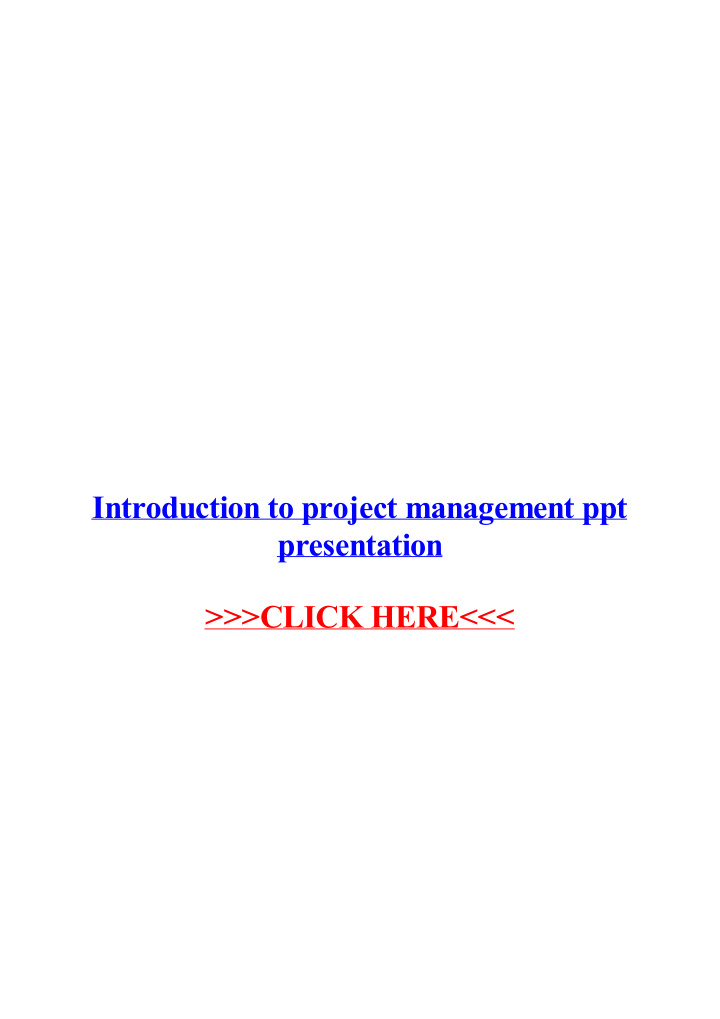introduction to project management ppt presentation