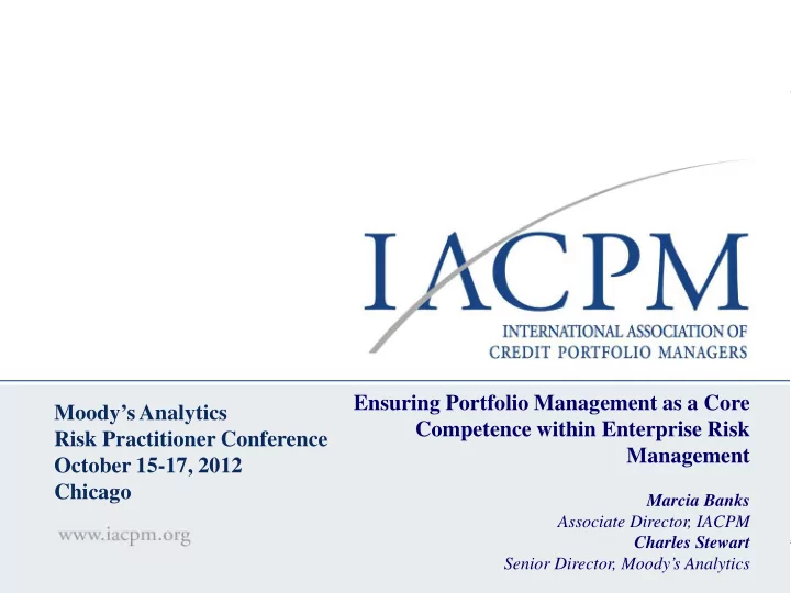 ensuring portfolio management as a core moody s analytics