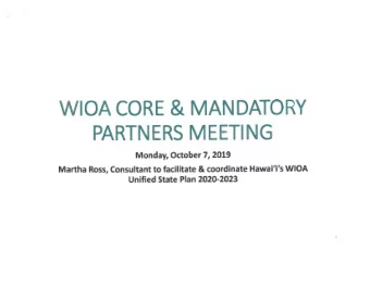 A  O  R  E  W  I  O  C  MEETING  P  A  R  T  N  E  R  S 7, 2019  Monday,  O  c  t  o  b  e  r