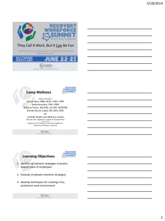 They Call It Work, But It Can Be Fun  Staff Acquisition and Retention Through an Agency-Wide