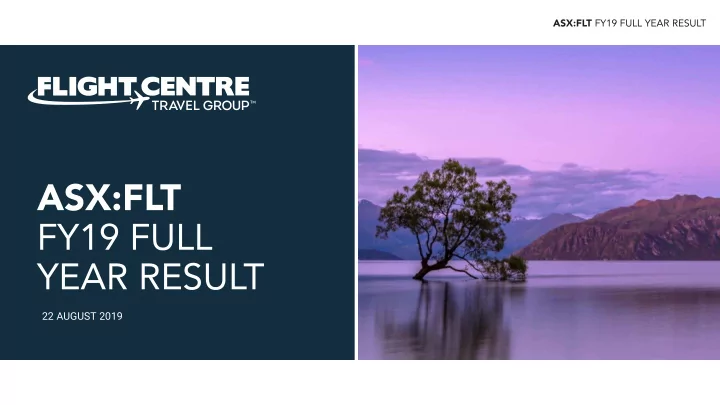 22 august 2019 2 fy19 result overview