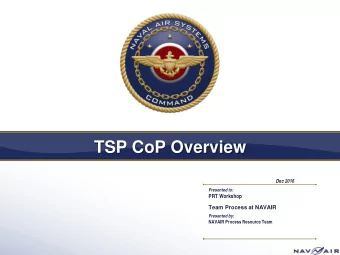TSP CoP Overview  Dec 2016  Presented to:  PRT Workshop  Team Process at NAVAIR  Presented by: