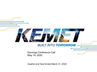Earnings Conference Call  May 14, 2020  Quarter and Year Ended March 31, 2020  Cautionary Statement