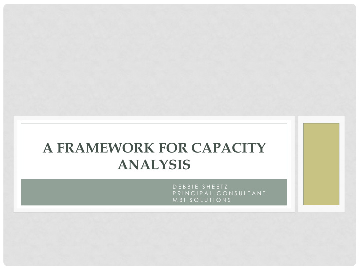 a framework for capacity
