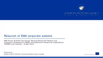 Relaunch of EMA corporate website  EMA Human Scientific Committees' Working Parties with