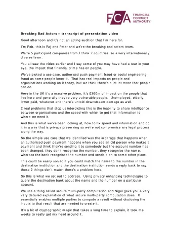 Breaking Bad Actors   transcript of presentation video  Good afternoon and its not an acting