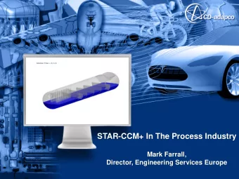 STAR-CCM+ In The Process Industry  Mark Farrall,  Director, Engineering Services Europe  Outline
