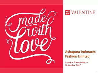 Fashion Limited Investor Presentation   November 2016  1  :: INDEX  INDEX  Executive Summary