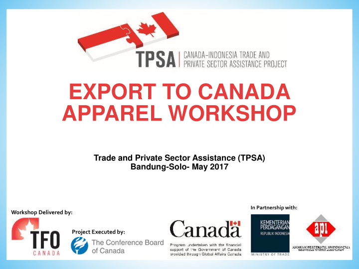export to canada apparel workshop