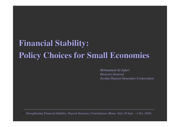 financial stability financial stability policy choices