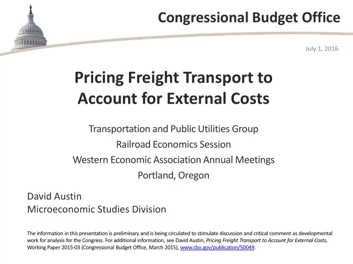 pricing freight transport to account for external costs
