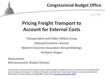 Pricing Freight Transport to  Account for External Costs  Transportation and Public Utilities Group