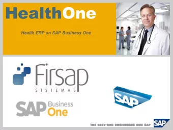 HealthOne  Health ERP on SAP Business One  Key trends in the Healthcare industry  Coordination