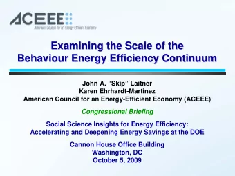 Examining the Scale of the  Examining the Scale of the  Behaviour Energy Efficiency Continuum