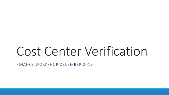 cost center verification