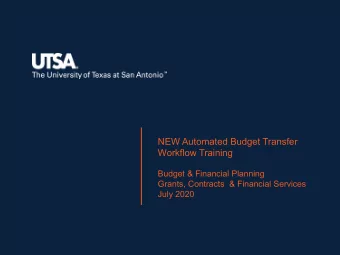 NEW Automated Budget Transfer  Workflow Training  Budget &amp; Financial Planning  Grants,