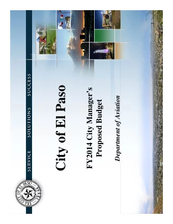 City of El Paso  FY2014 City Managers  Department of Aviation  Department of Aviation  t