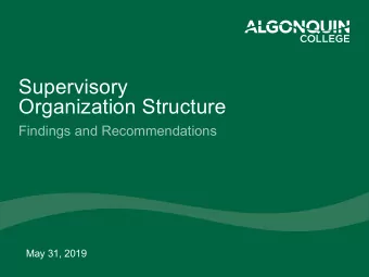 Supervisory  Organization Structure  Findings and Recommendations  May 31, 2019  Supervisory