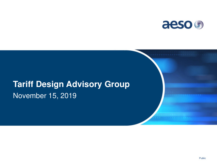tariff design advisory group