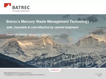 BATREC in brief  Year  ar of foundation  ndation  1989  Turnov  over  er in 2018  2018 approx. 16