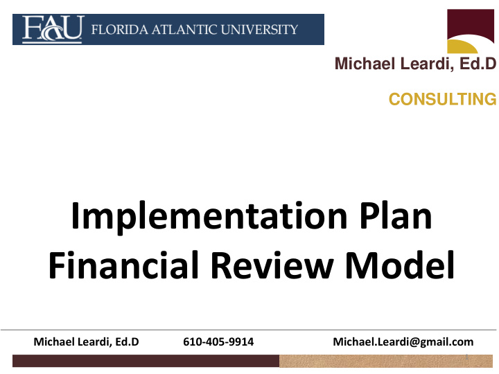 implementation plan financial review model